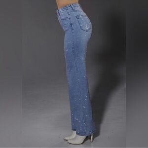 🚨💎INSANE NWT SIZE Large Nina Rossi Rhinestone denim. $250+ in boutiques!